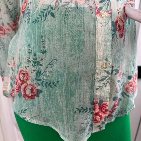 Stuffed shirt Vintage 60s 70s Sheer Shirt Floral Blouse.Size 11/32. A41 - Picture 7 of 15